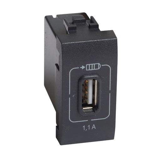 MODULO CARGADOR USB 220VAC 110mA ANTRACITA L4285C1 LIVING LIGHT