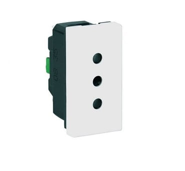 MODULO ENCHUFE 2P+T 10A 220VAC BLANCO MOSAIC 77513