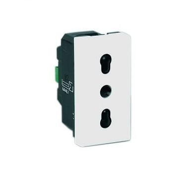 MODULO ENCHUFE 2P+T 10/16A 220VAC BLANCO MOSAIC 77514