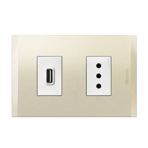 CARGADOR USB A+ ENCHUFE 2P+T 10A 250V BLANCO PERLA NOBILE AF2270USBEBNA