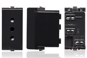 MODULO TOMACORRIENTE 10A 250V 2P+T S22 NOIR 223006 SINTHESI