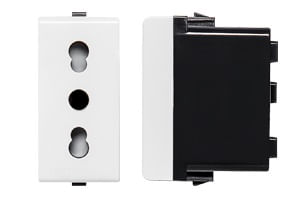 MODULO TOMACORRIENTE BIPASO 10/16A 250V 2P+T S22 BLANCO 223101 SINTHESI