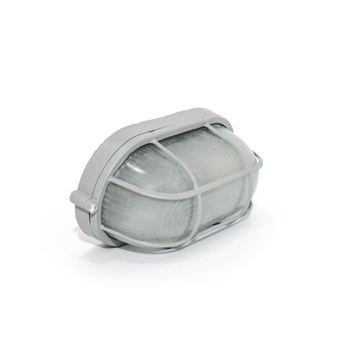 FOCO TORTUGA OVALADO 60W E27 IP44 CON REJILLA GRIS ALUM TECHNOLAMP