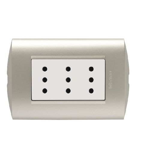ENCHUFE TRIPLEX 2P+T 10A BLANCO/PERLA ARMADO AE2113E3BNA MODUS STYLE