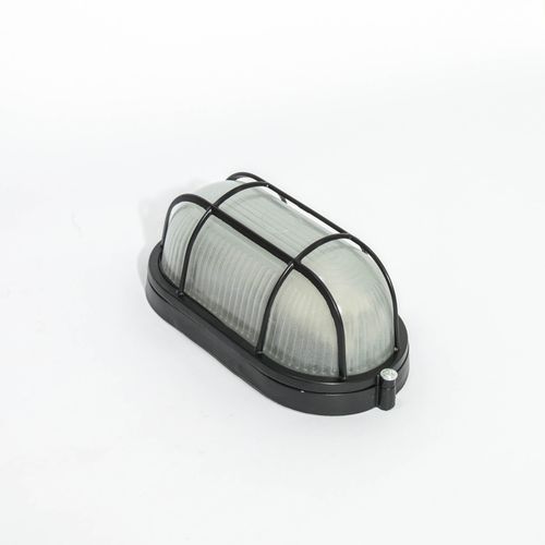 FOCO TORTUGA OVALADO 60W E27 IP44 CON REJILLA NEGRA ALUM TECHNOLAMP