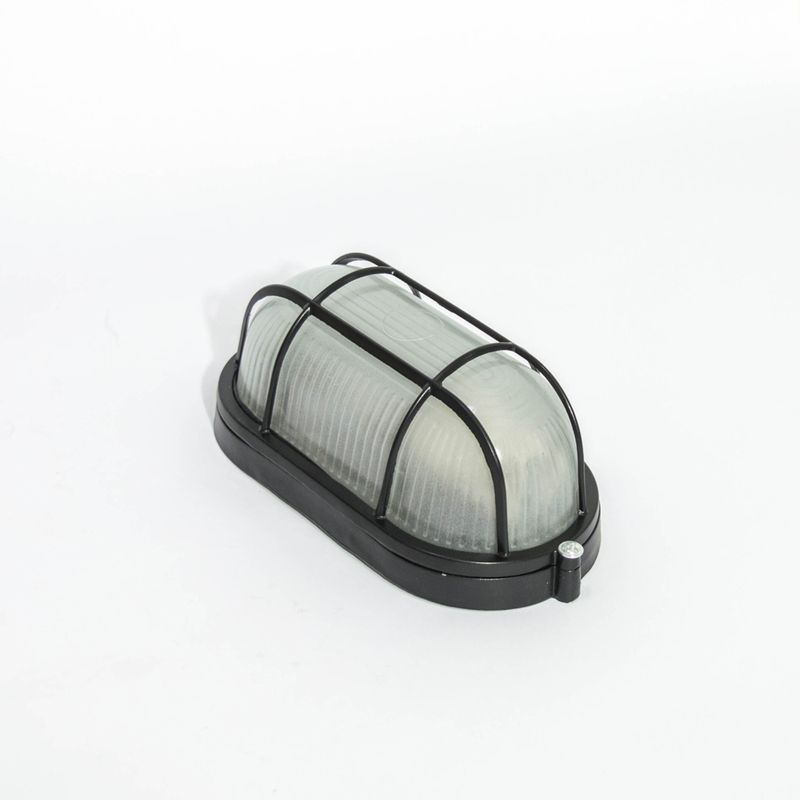 FOCO-TORTUGA-OVALADO-60W-E27-IP44-CON-REJILLA-NEGRA-ALUM-Aluminio-Negro