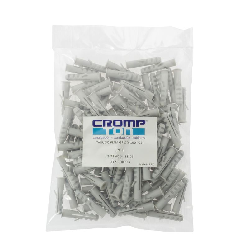 TARUGO-6MM-GRIS--x-100-PCS--HALOFREE-Plastico-Gris