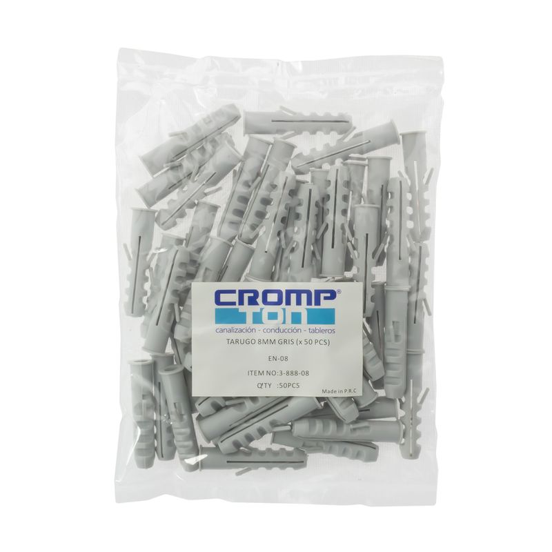 TARUGO-8MM-GRIS--x-50-PCS--HALOFREE-Plastico-Gris