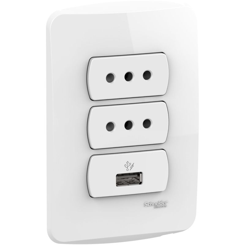 PLACA ARMADA 2 ENCHUFE + 1 USB - BLANCO ARMADA