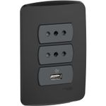 PLACA ARMADA 2 ENCHUFE + 1 USB - GRAFITO ARMADA