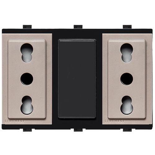 MODULO TOMACORRIENTE DUPLEX 10/16A 250V 2P+T S17 BEIGE 173502 SINTHESI