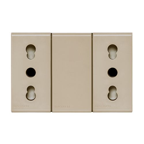 MODULO TOMACORRIENTE DUPLEX 10/16A 250V 2P+T S22 BEIGE 223502 SINTHESI