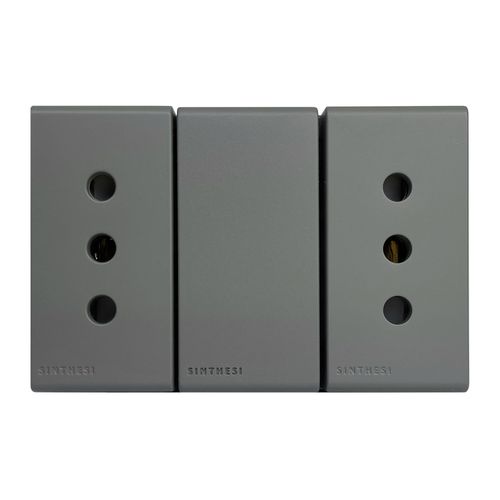 MODULO TOMACORRIENTE DUPLEX 10A 250V 2P+T S33 GREY MATE 333423 SINTHESI