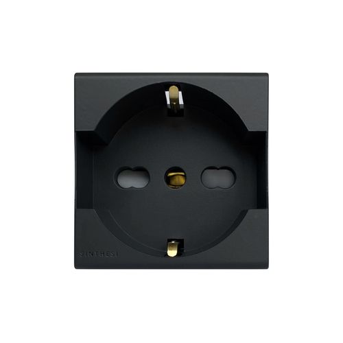 MODULO TOMACORRIENTE SCHUKO 2P+T 10/16A 250V S33 NOIR MATE 333326 SINTHESI