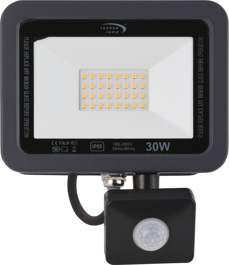 Proyector-con-sensor-LED-30W-3000K-3000LM-IP65-IK10-SLIM-DL-Aluminio-Negro-379090-frente