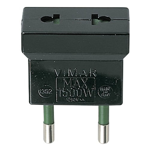 ADAPTADOR EUROAMERICANO 2P 10A 250V S10 NEGRO 1352 VIMAR