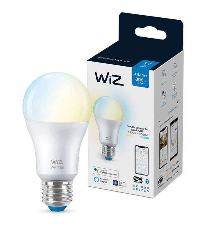 WiZ A60 Bombilla Inteligente LED WiFi E27 7W Blanca