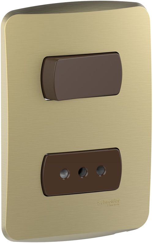 INTERRUPTOR 9/12 + ENCHUFE 10A 250V DORADO ARMADA MILUZ S3B69105