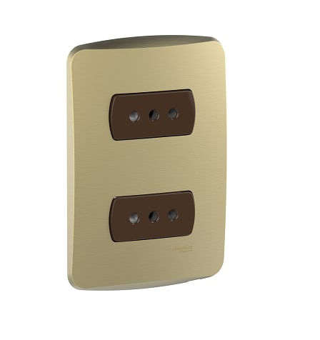 ENCHUFE DOBLE 2P+T 10A DORADO ARMADA MILUZ S3B60475