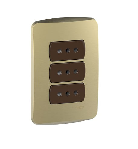 ENCHUFE TRIPLE 2P+T 10A - DORADO ARMADA