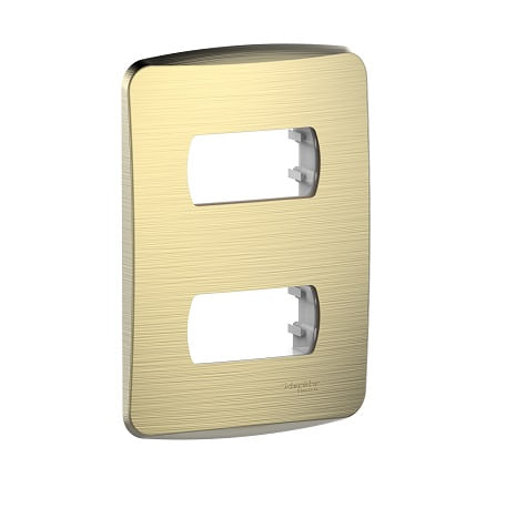PLACA 2 PUESTOS C/SOPORTE METAL DORADO MILUZ S3B77128