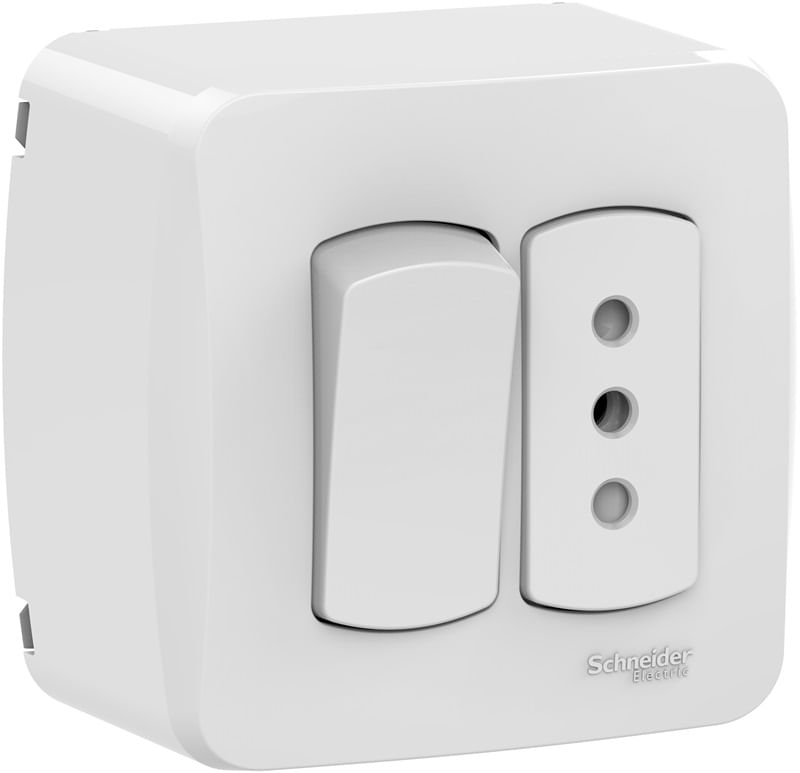 CASQUETE ARMADO CON 9/12 16A + TOMA CORRIENTE 10A - BLANCO