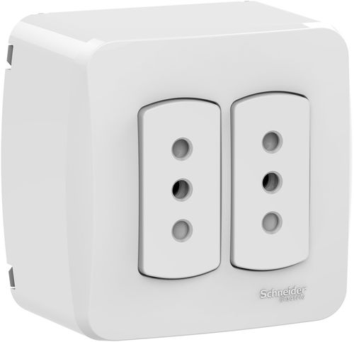 CASQUETE ARMADO CON ENCHUFE DOBLE 10A 250V BLANCO MILUZ S3B66470