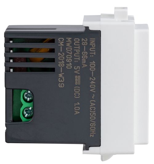 MODULO CARGADOR USB 250VAC 2.0 1A BLANCO GENESIS MWD70910