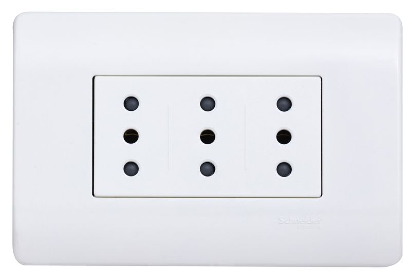 Enchufe Triplex 2P+T 10A 250V Armado Blanco Genesis MWD130227548