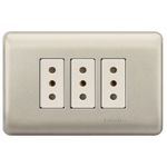 ENCHUFE TRIPLE 2P+T 10A 250V ARMADO NIQUEL/BEIGE GENESIS MWD130347419