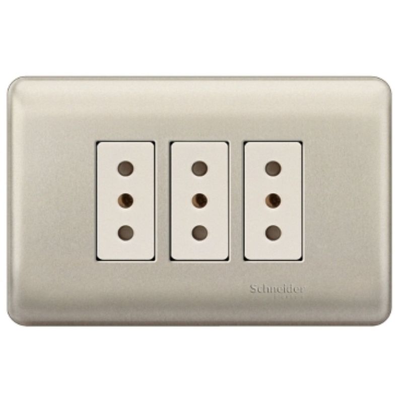 ENCHUFE TRIPLE 2P+T 10A 250V ARMADO NIQUEL/BEIGE GENESIS MWD130347419