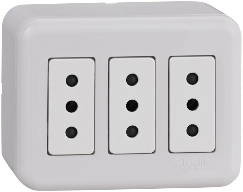 CASQUETE ARMADO TOMA CORRIENTE TRIPLE 10A 250V BLANCO GENESIS MWD66190
