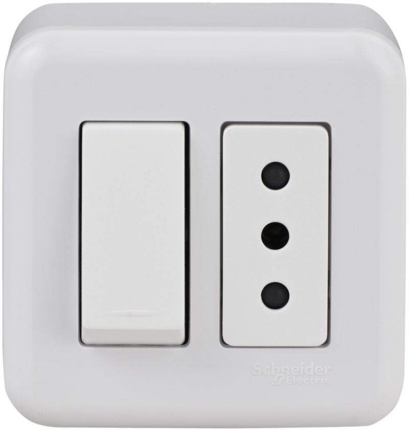 CASQUETE ARMADO 9/12 16A + TOMA CORRIENTE 10A BLANCO GENESIS MWD66250