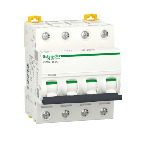 INTERRUPTOR AUTOMATICO 4P 3A C 10kA iC60N Acti9 A9F74403 SCHNEIDER