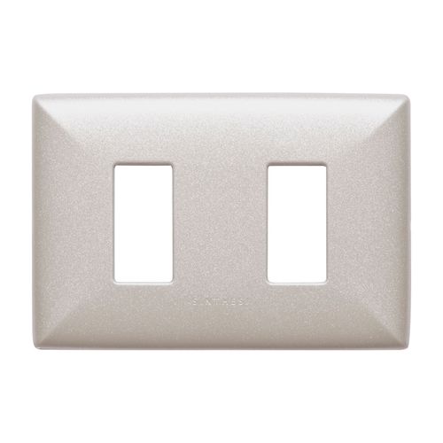 PLACA 2 PUESTOS S17 ABS CHAMPAGNE C/SOPORTE 170230 SINTHESI