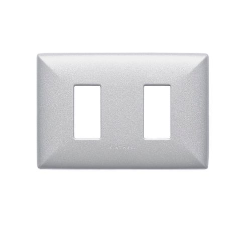 PLACA 2 PUESTOS S17 ABS NICKEL C/SOPORTE 170235 SINTHESI
