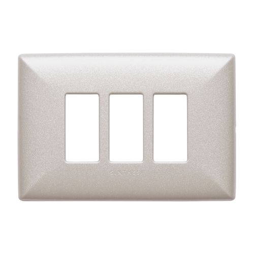 PLACA 3 PUESTOS S17 ABS CHAMPAGNE C/SOPORTE 170330 SINTHESI