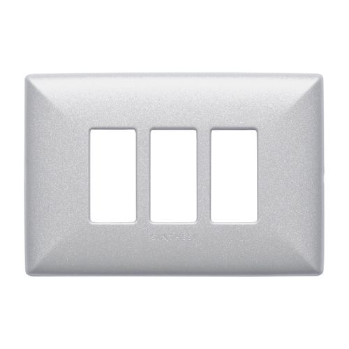PLACA 3 PUESTOS S17 ABS NICKEL C/SOPORTE 170335 SINTHESI