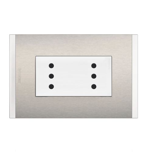 ENCHUFE DUPLEX 2P+T 10A 250V  METAL ALUMINIO NOBILE AF2113E2BMN