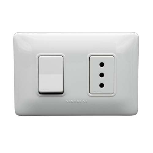 INTERRUPTOR 9/12 + ENCHUFE 2P+T 10A S12 BLANCO 1294001 SINTHESI