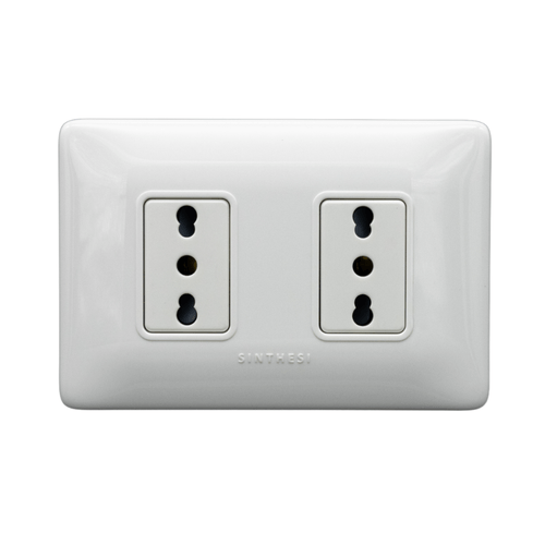 ENCHUFE DUPLEX 2P+T 10/16A 250V  S12 BLANCO 1295901 SINTHESI