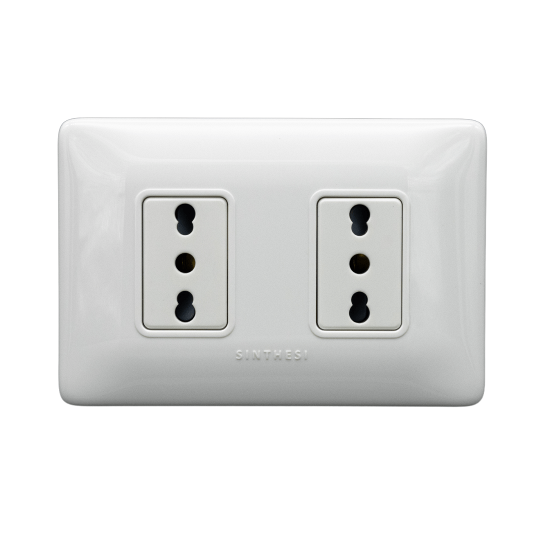 ENCHUFE DUPLEX 2P+T 10/16A 250V  S12 BLANCO 1295901 SINTHESI