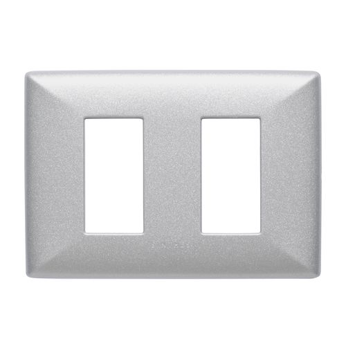 PLACA 2 PUESTOS S22 ABS NICKEL C/SOPORTE 220235 SINTHESI