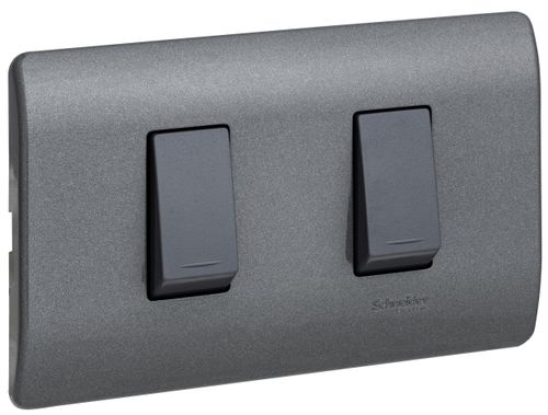 INTERRUPTOR DOBLE 9/15 16A 250V ARMADO HUMO/NOIR GENESIS MWD130267602