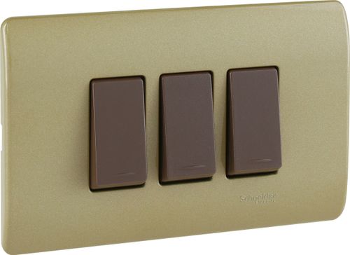 INTERRUPTOR TRIPLE 9/32 16A 250V ARMADO DORADO/CAFÉ GENESIS MWD130267803
