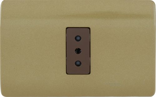 ENCHUFE SIMPLE 2P+T 10A 250V ARMADO DORADO/CAFE GENESIS MWD130347816