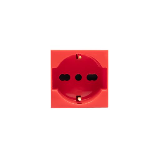 MODULO TOMA UNIVERSAL 2P+T10/16A SCHUKO ROJO ANTIBACTERIAL J4140A16RAB MATIXGO