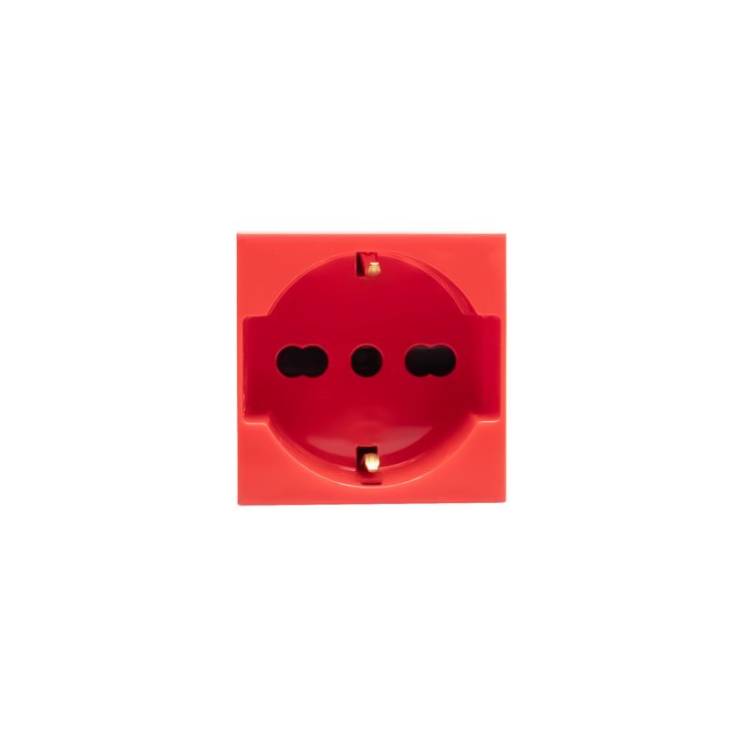 MODULO TOMA UNIVERSAL 2P+T10/16A SCHUKO ROJO ANTIBACTERIAL