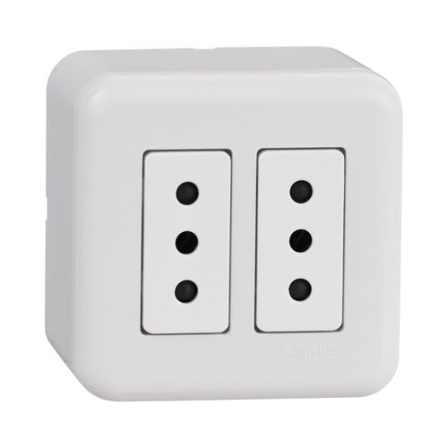 CASQUETE ARMADO TOMA CORRIENTE DOBLE 10A 250V BLANCO GENESIS MWD66180