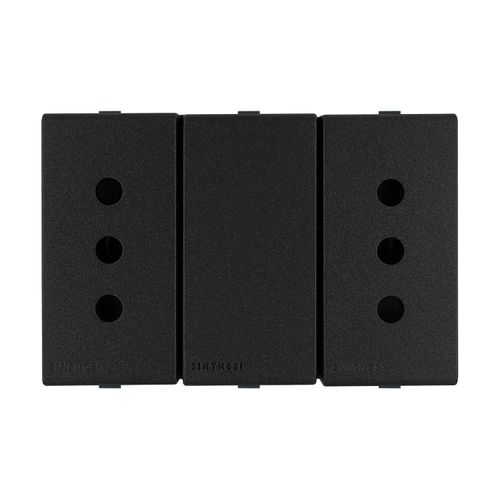 MODULO TOMACORRIENTE DUPLEX 10A 250V 2P+T S44 CARBÓN 443410 SINTHESI